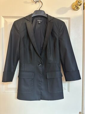 Bebe Vintage Y2K Black Single-Button Tailored Blazer Size 0